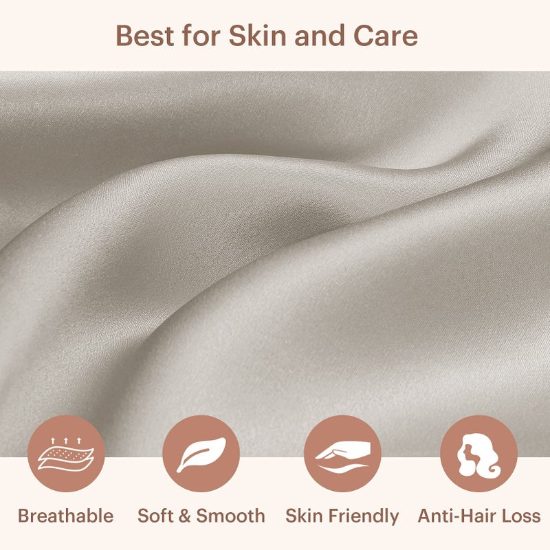 LilySilk غطاء وسادة حرير LILYSILK للشعر والبشرة - 100% حرير توت 19 موم ، غطاء وسادة سرير حرير من الجانبين مع سحاب مخفي ، 1 قطعة (حجم كوين 20''x30'' ، رمادي فضي) - Image 4